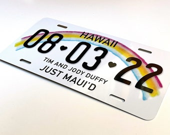 Wedding License  - Hawaii License Plate | Wedding Car | Just Maui'd | Wedding Date Sign | Personalized License | 10 Year Anniversary