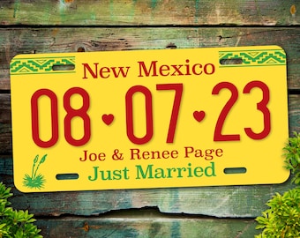 Personalized New Mexico License Plate, Just Married, Mr Mrs, Bride, Groom, Personalized Gifts, Wedding Gift, Shower Gift, Car Tag, Tin