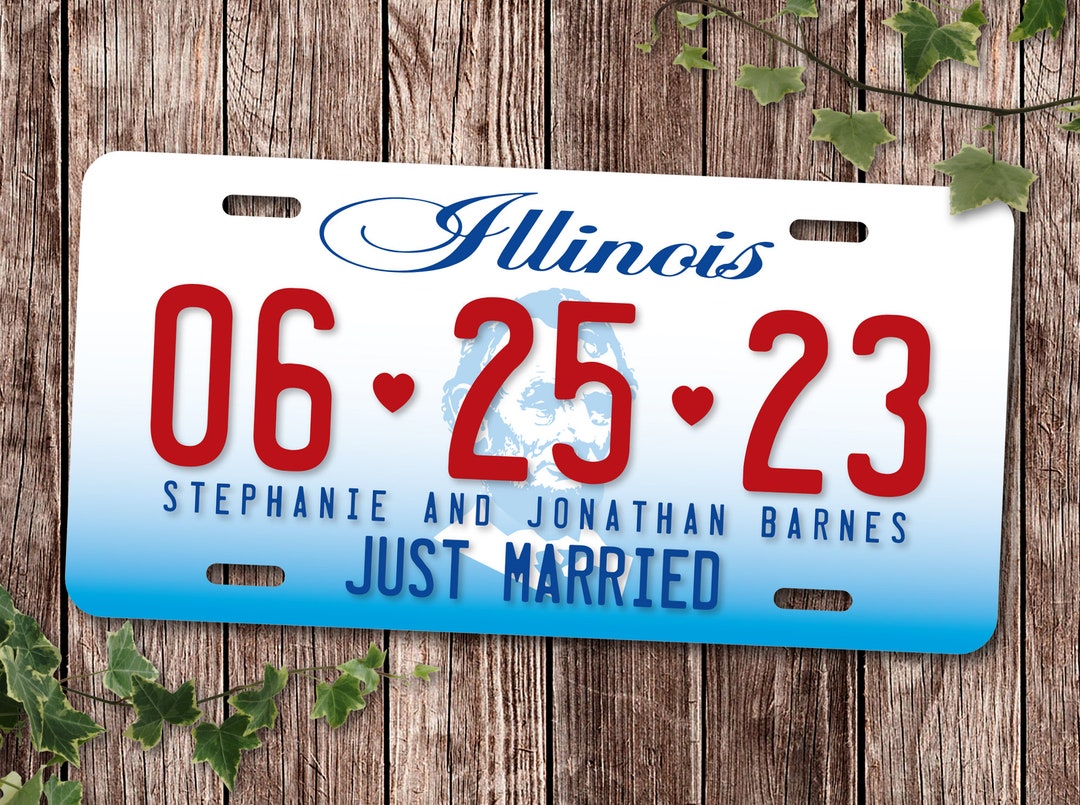 Personalized Illinois License Plate Just Married Mr Mrs Etsy
