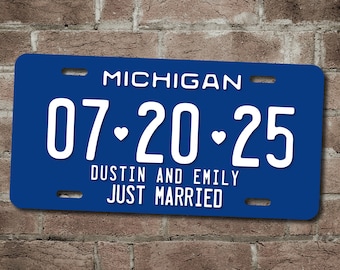 Wedding License  - Car License Plate | Wedding Car | Just Married | Wedding Date Sign | Personalized License | 10 Year Anniversary