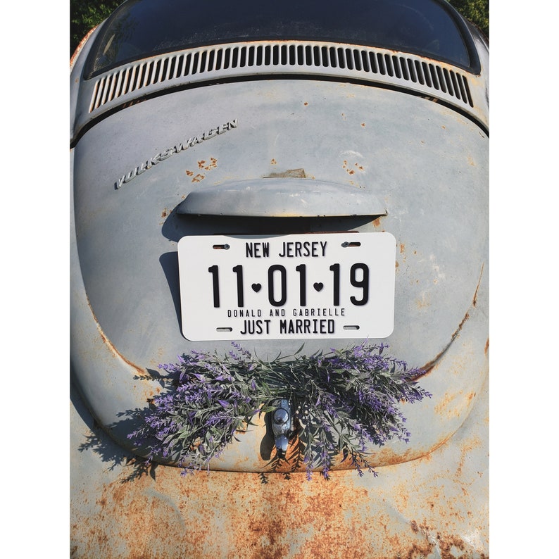 Wedding License Hawaii License Plate Wedding Car Just Maui'd Wedding Date Sign Personalized License 10 Year Anniversary image 5