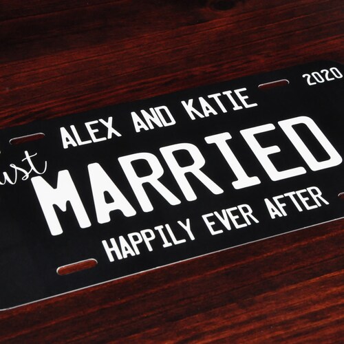Personalized License Plate Just Married Mr Mrs Bride Etsy