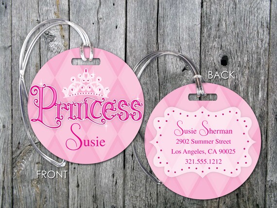 princess bag tag personalized