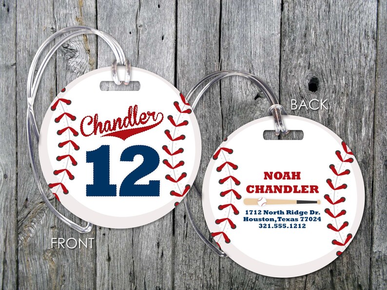 Baseball Bag Tag Personalized Baseball Bag Tag Baseball Etsy