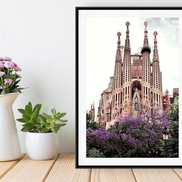 Barcelona Photography, Sagrada Familia, Gaudi Art, Barcelona Print, Beige Home Wall Decor