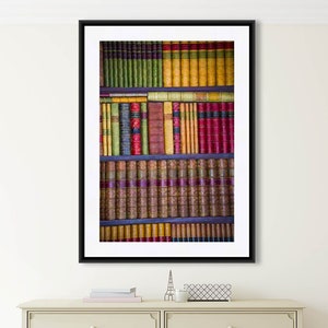 Office Wall Art, Book Photography, Office Decor, Library Print, Colorful Wall Art, Red, Yellow, Green