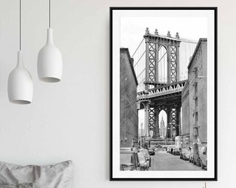 NYC Print, Empire State, Black and White Fine Art Photography, Brooklyn Art, NYC Wall Art, New York City Print, Manhattan Bridge, Dumbo NY