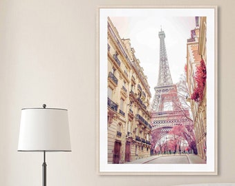 Paris Print, "Springtime in Paris", Eiffel Tower Print, Paris Photography, Eiffel Tower Wall Art, Pink, Beige