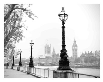 London Print, Big Ben, Houses of Parliament, Black and White Fine Art Photography, London Art, Travel Photography, London Photography