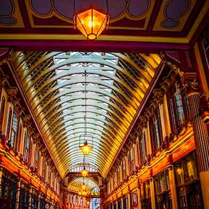 London Photography, Leadenhall Market, London Print, Purple, Orange Wall Art
