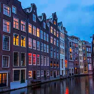 Amsterdam Print, Amsterdam Wall Art, Night Photography, Amsterdam Canal Art, City Photography