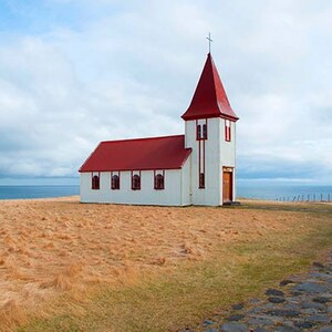 Iceland Print, Church by the Sea, Iceland Photography, Travel Photography, Fine Art Photography, Iceland Art, Rustic Wall Art