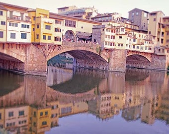 Florence Italy Art, Ponte Vecchio, Florence Print, Rustic Wall Art, Travel Photography, Pink, Purple, Living Room Wall Art