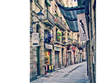 Barcelona Print, Urban Art, Travel Photography, Barcelona Photo, Gothic Quarter, Living Room Wall Art