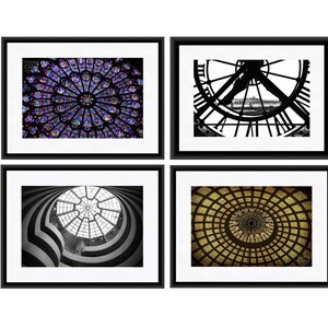 Print Set, Set of 4 Prints, &quot;Circles&quot; Wall Art Set, Print Series, Paris, New York