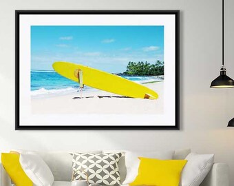 Surfboard Wall Art, Surfboard Print, Hawaii Photography, Surfer Gift, Teal, Turquoise, Beach Wall Art, Shore Wall Art
