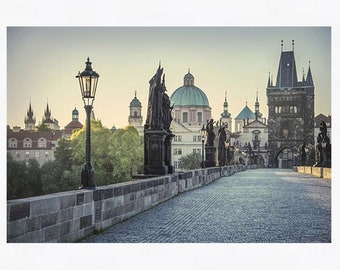 Prague Print, Prague Photography, Gothic Home Decor, Karlův Most, Travel Print, Living Room Wall Art