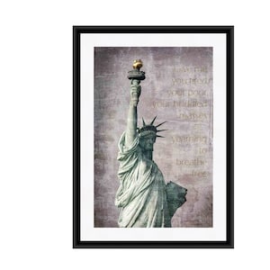 Statue of Liberty Print, New York Print, NYC Art,  New Colossus, New York Wall Art, Lady Liberty Artwork, Americana Decor