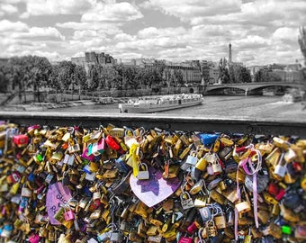 Paris Print, Love Locks, Paris Photography, Love Locks Bridge Paris, Pont des Arts, Valentine's Gift
