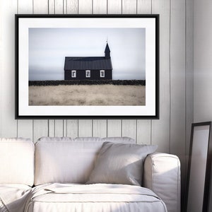 Landscape Photography, Iceland Print, Minimalist Wall Art, Iceland Photography, Travel Photography, Black Church, Fine Art Photography