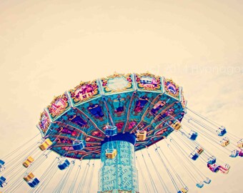 Nursery Print, Carnival Decor, Childrens' Wall Art, Carousel Photograph, Nursery Wall Art, Pink, Blue, Teal