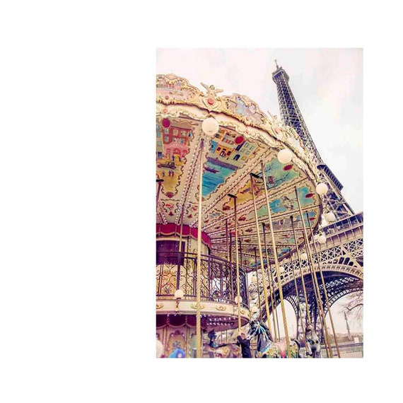 Paris Print, Eiffel Tower Print, Carousel, Paris Photography, Paris Wall Art, Nursery Wall Art, Nursery Decor