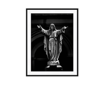 New Orleans Photography, Jesus Statue, Fine Art Photography, Black and White, Gray, NOLA Art, Religious Wall Art, Home Decor