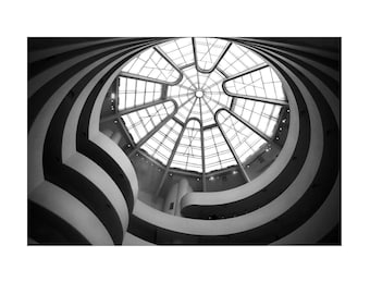 New York Print, Guggenheim Ceiling, Black and White Fine Art Photography, NYC Photography, Abstract Photography, Architecture Print