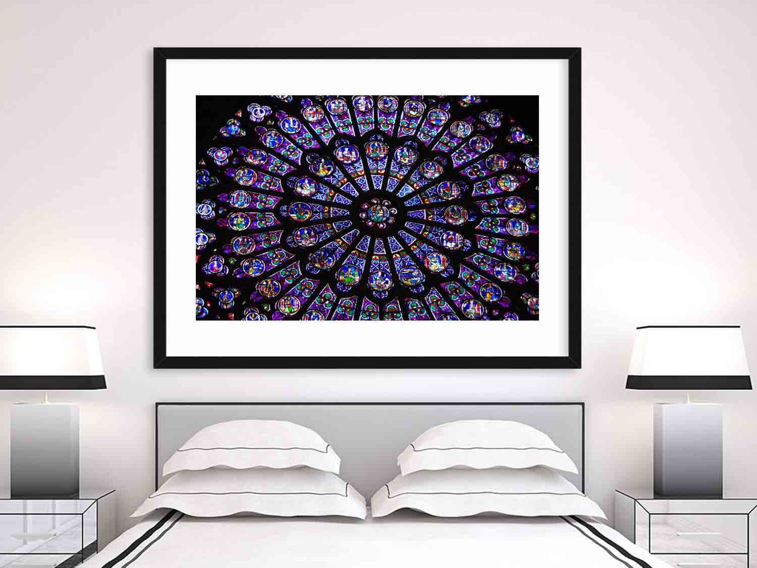 Notre Dame Paris Print, Gothic Rose Window, Stained Glass Print