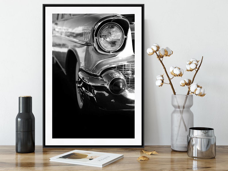 Classic Car Photography, Chevrolet Bel Air, 1950s Wall Art, Auto Art, Black and White, Fine Art Photography, Hot Rod Print image 1