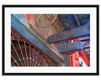 New Orleans Print, NOLA Art, Preservation Hall Photo,  New Orleans Art, Jazz Home Decor,  Red White Blue Wall Art