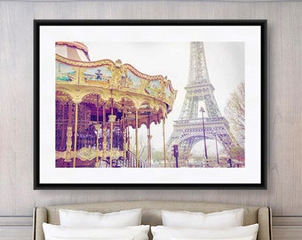 Paris Print, Eiffel Tower Print, Nursery Wall Art,  Paris Carousel, Paris Photography, Paris Wall Art, Shabby Chic Decor