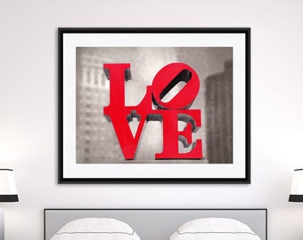 Philadelphia Love Wall Art, Love Sign, Philadelphia Love Print, Philadelphia Print, Red Bedroom Wall Art