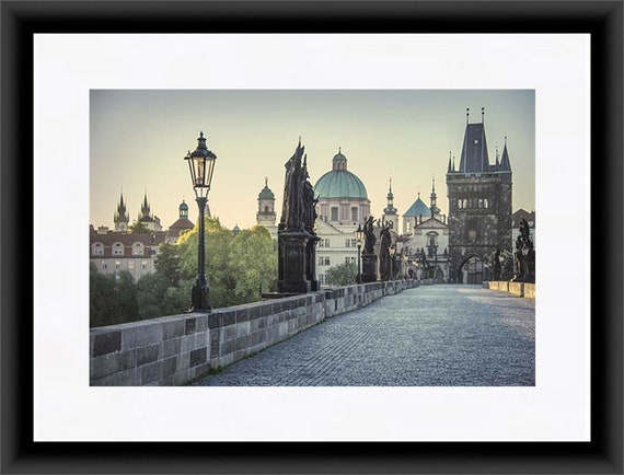 Prague Print, Prague Photography, Gothic Home Decor, Karlův Most, Travel Print, Living Room Wall Art