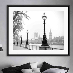 London Print, Big Ben, Houses of Parliament, Black and White Fine Art Photography, London Art, Travel Photography, London Photography image 4