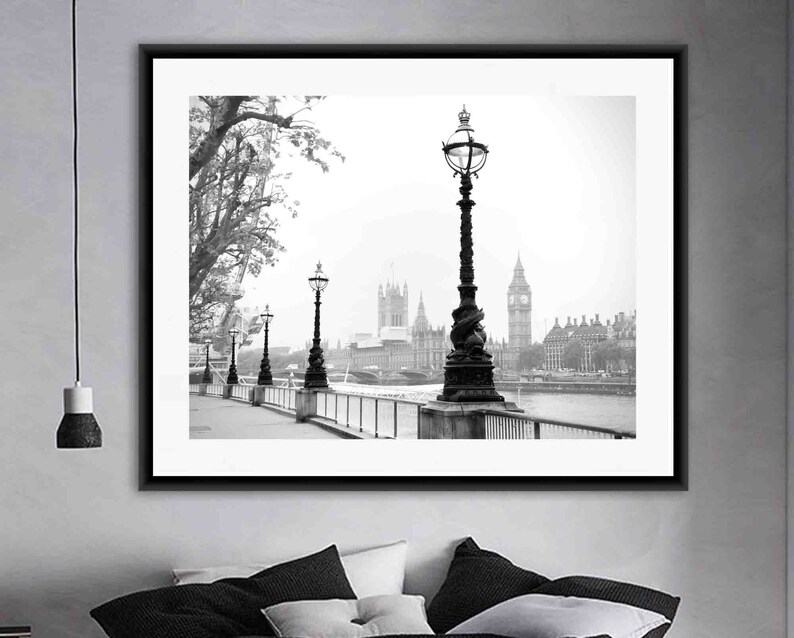 London Print, Big Ben, Houses of Parliament, Black and White Fine Art Photography, London Art, Travel Photography, London Photography image 4
