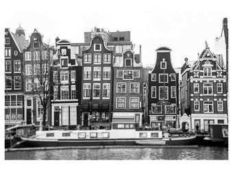Amsterdam Druck, schwarz und weiß, Amsterdam Wandkunst, Reise-Fotografie, Amsterdamer Gracht