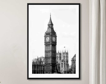 Big Ben Print, London Photography, London Print, Black and White, Travel Photography, London Art