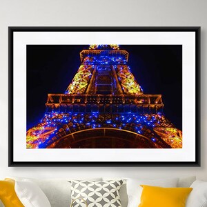 Eiffel Tower Print, Paris Wall Art, Paris Print Night, Large Living Room Wall Art