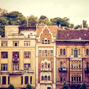 Budapest Print, Budapest Art, Budapest Skyline, Travel Print, Architecture Print, Burgundy, Beige, Wall Art