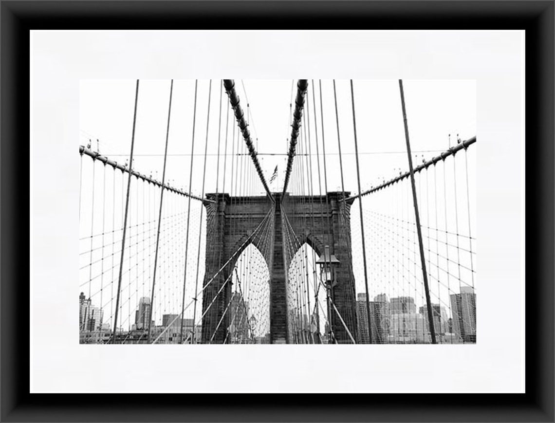 Brooklyn Bridge Print New York City Print Black and White Etsy