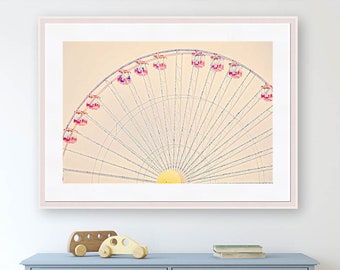 Nursery Wall Art, Ferris Wheel Print, Nursery Art, Baby Girl Nursery, Carnival Photography