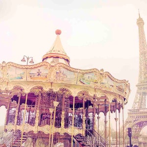 Paris Print, Nursery Print, Nursery Wall Art, Eiffel Tower Print, Paris Carousel, Paris Photography, Paris Wall Art, Cottage Chic