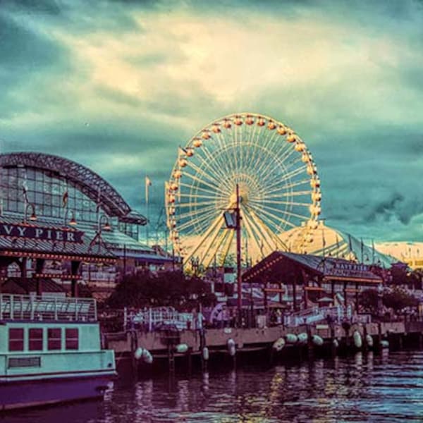 Chicago Print, Navy Pier, Chicago Photography, Ferris Wheel, Chicago Navy Pier Print