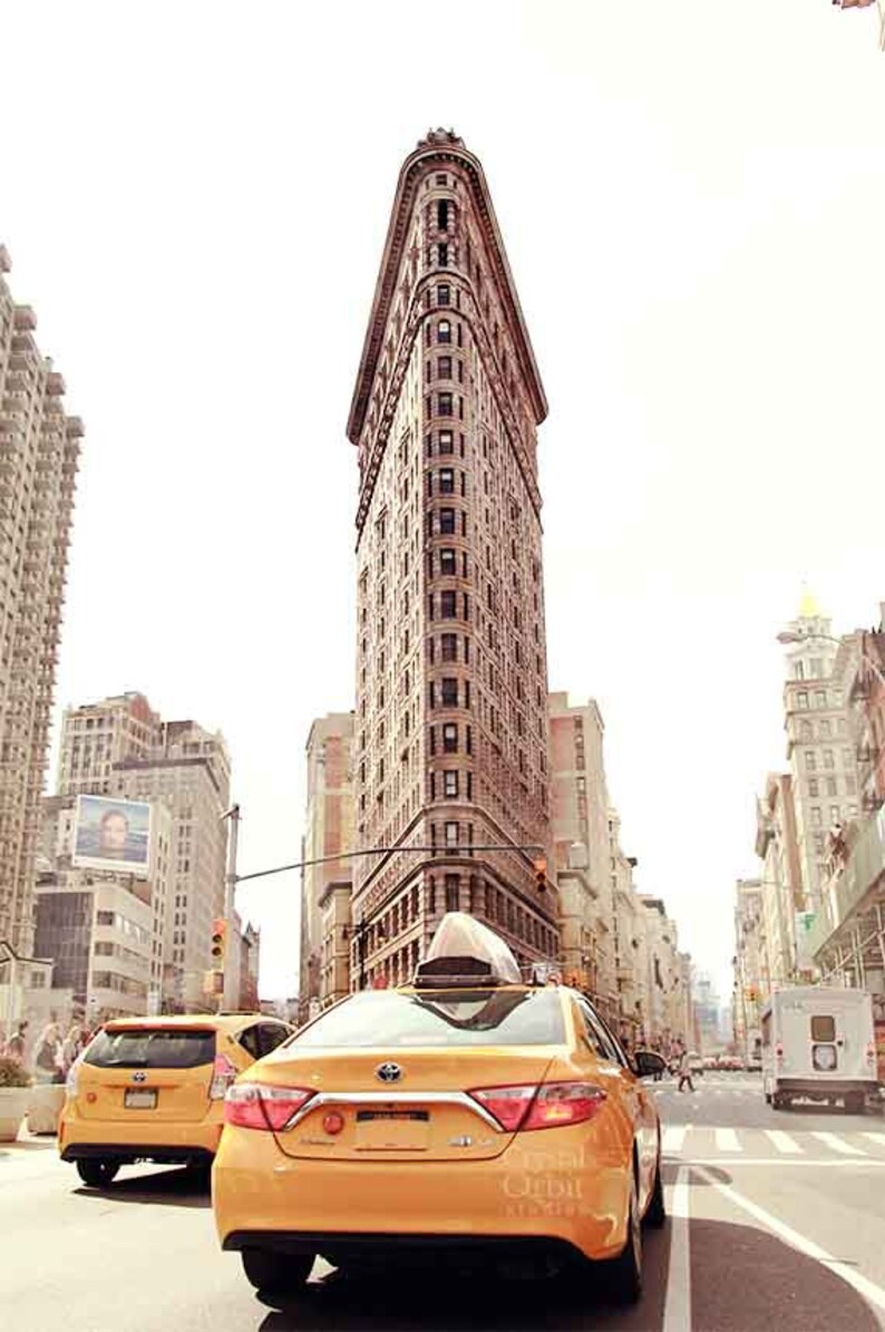New York City Print, Flatiron Building, Yellow Taxi, NYC Wall Art, NYC ...