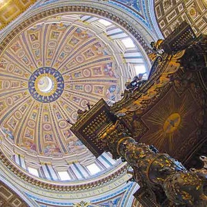Rome Photography, St. Peter&#39;s Basilica Ceiling, Vatican Dome Ceiling, Architecture Print