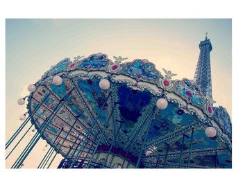 Paris Print, Eiffel Tower Carousel, Paris Photography, Travel Photography, Nursery Wall Art