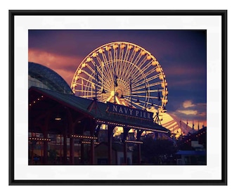 Navy Pier Wall Art, Chicago Print, Ferris Wheel Print, Carnival Photography, Chicago Art,