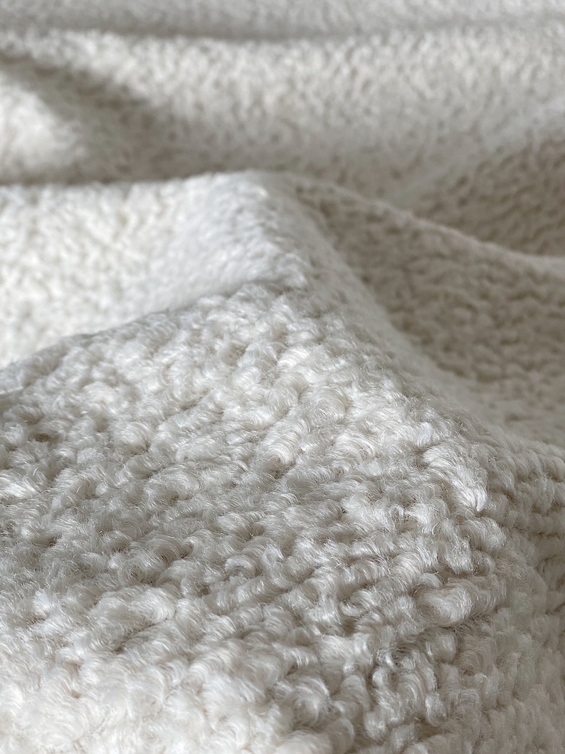 White Faux Sheepskin Boucle Chair Fabric Cream Teddy Fleece - Etsy