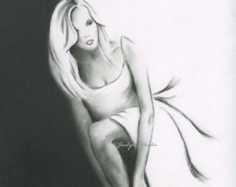 Dessin Au Fusain Mode Original 11 X 14 Mode Art Etsy